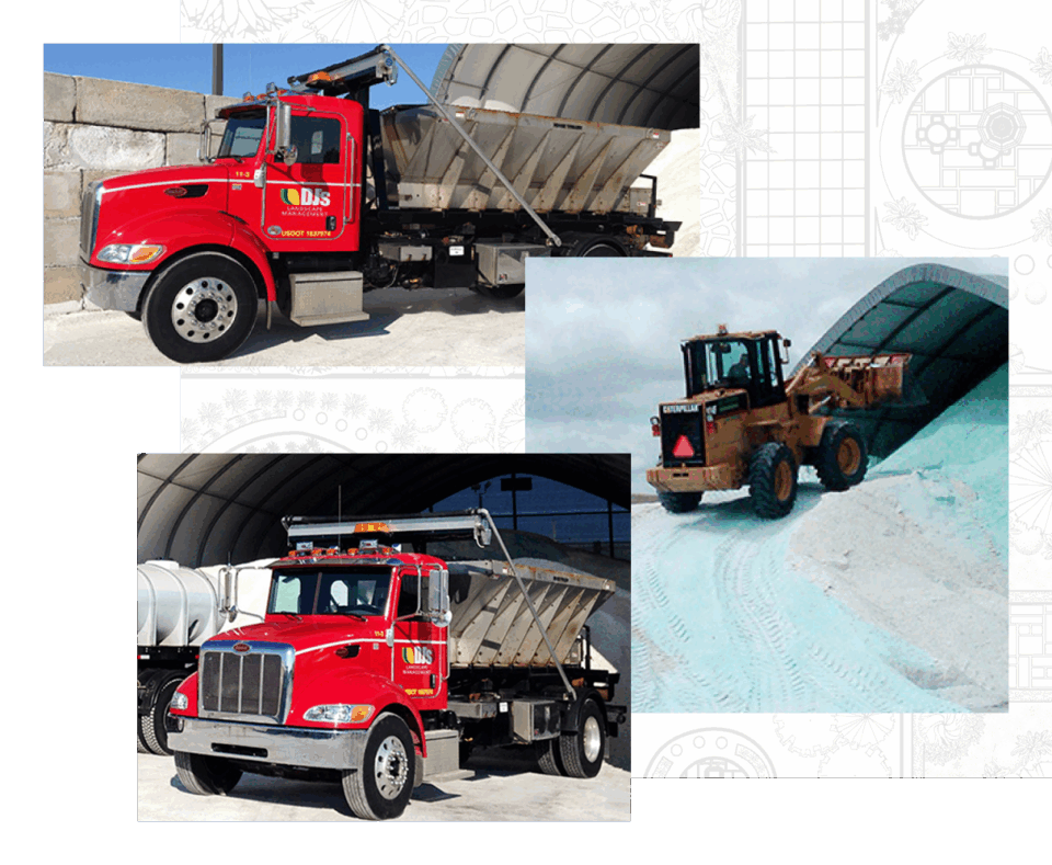 red plow truck and snow removal equipment