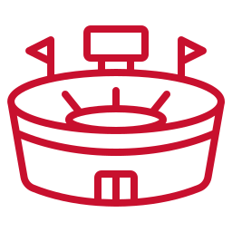 red icon of sports stadium