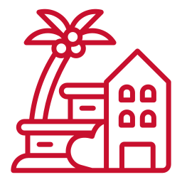 red icon of a hotel resort